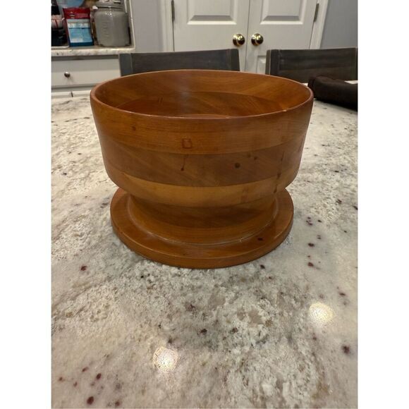 Vintage Roy Kuehn 1961 Handmade Wooden Pedestal Bowl Rare - Picture 2 of 6